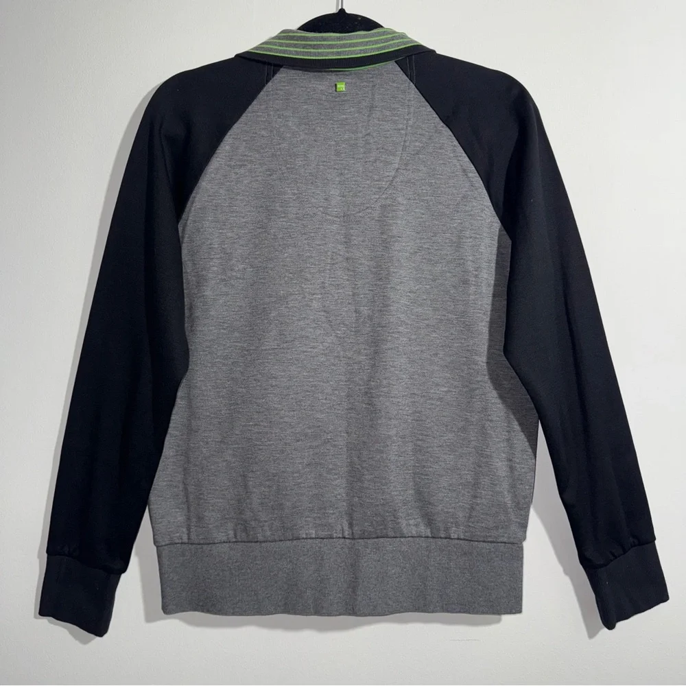 Hugo‎ Boss Full Zip Track Jacket Gray Black Green Trim Size Small